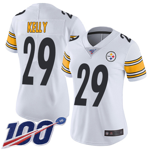 Women Pittsburgh Steelers Football 29 Limited White Kam Kelly Road 100th Season Vapor Untouchable Nike NFL Jersey
